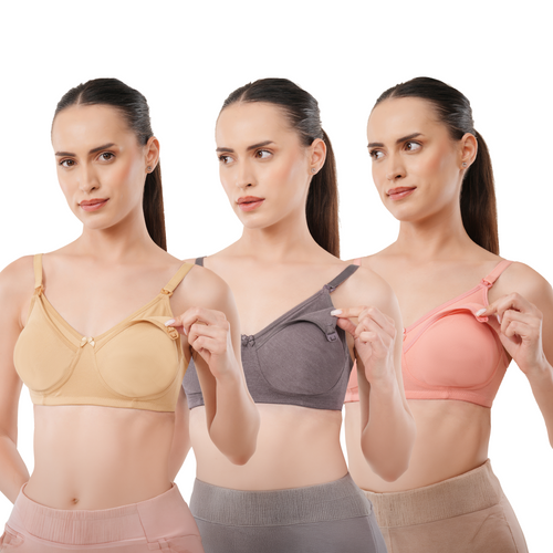 Mamiva Cotton Nursing Bra - Pack of 3