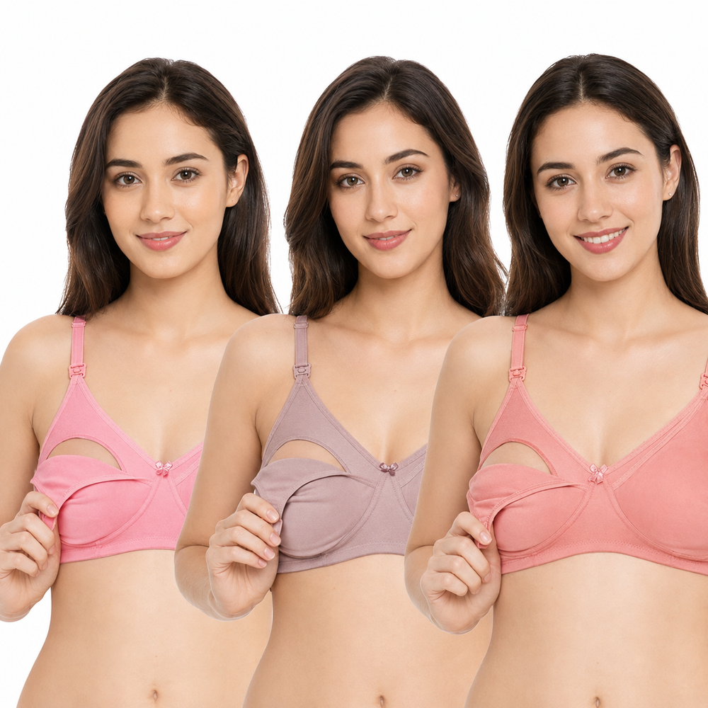 Mamiva Cotton Nursing Bra - Pack of 3