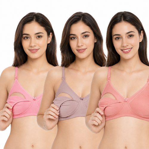 Mamiva Cotton Nursing Bra - Pack of 3